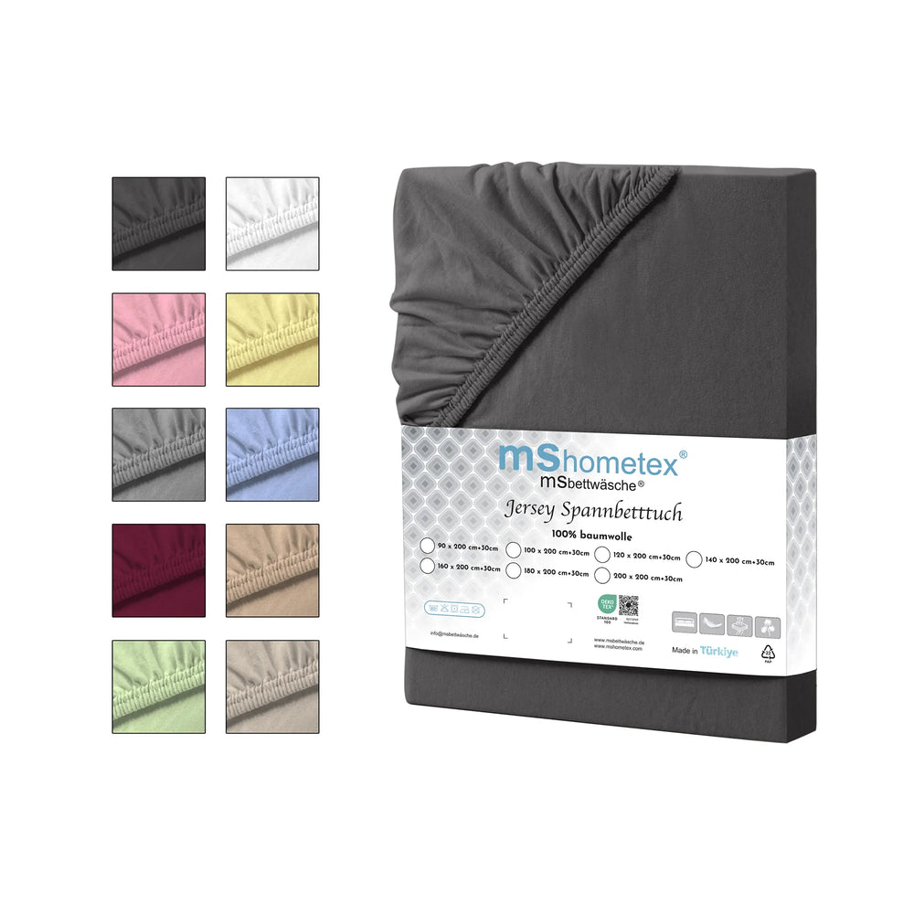 100% Baumwolle Jersey Spanbetttuch - Antrasit