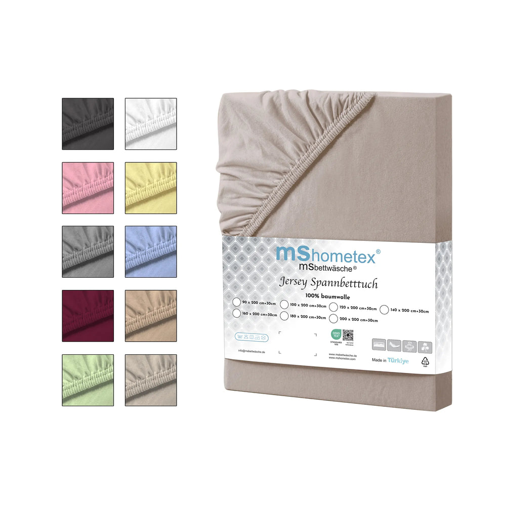 100% Baumwolle Jersey Spanbetttuch - Beige