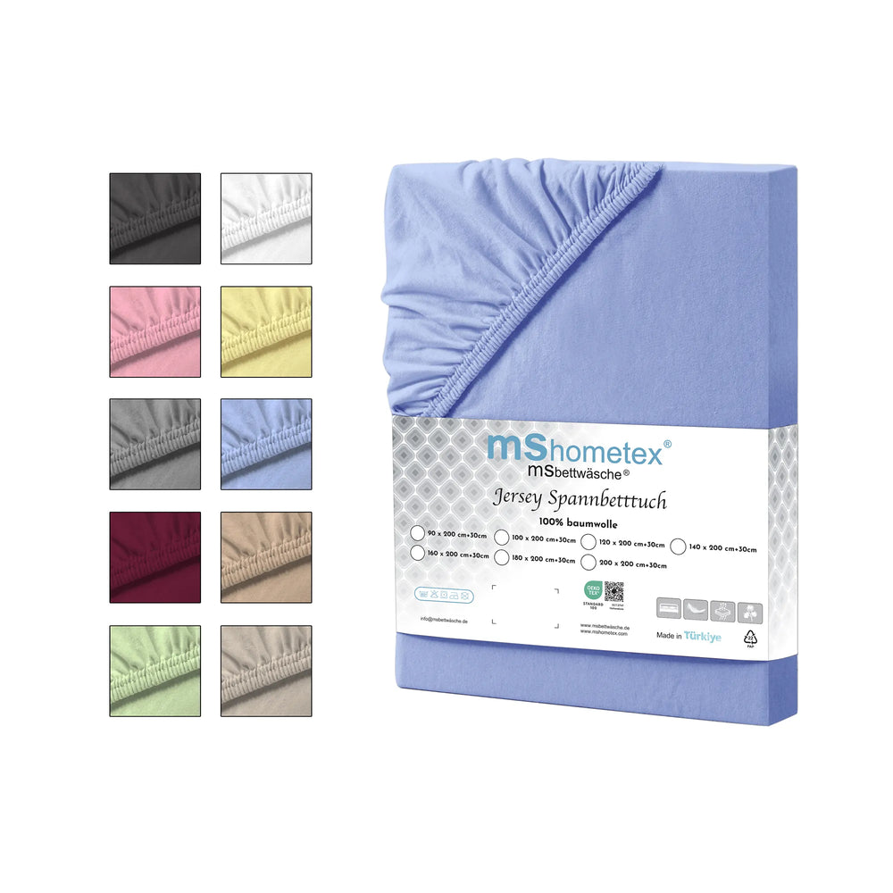 100% Baumwolle Jersey Spanbetttuch - Blue