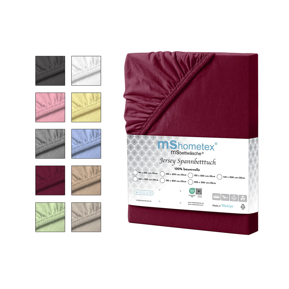 100% Baumwolle Jersey Spanbetttuch - Bordo
