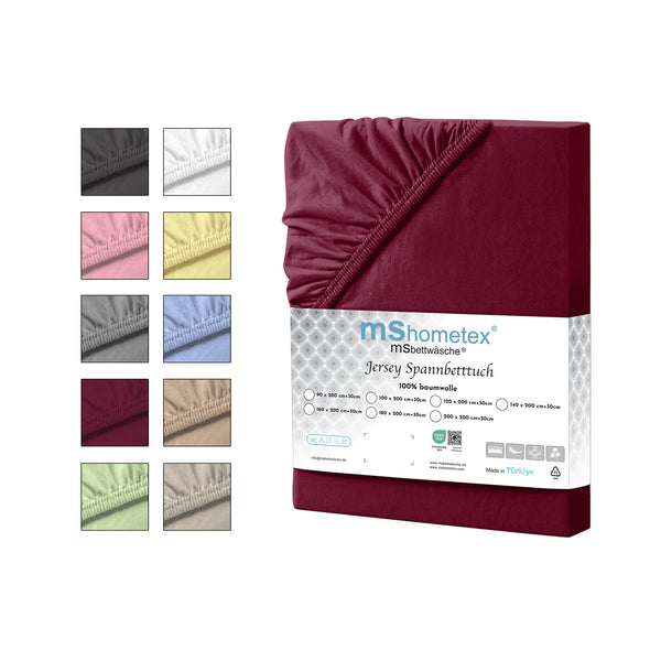 100% Baumwolle Jersey Spanbetttuch - Bordo