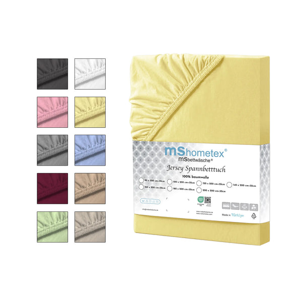 100% Baumwolle Jersey Spanbetttuch - Yellow