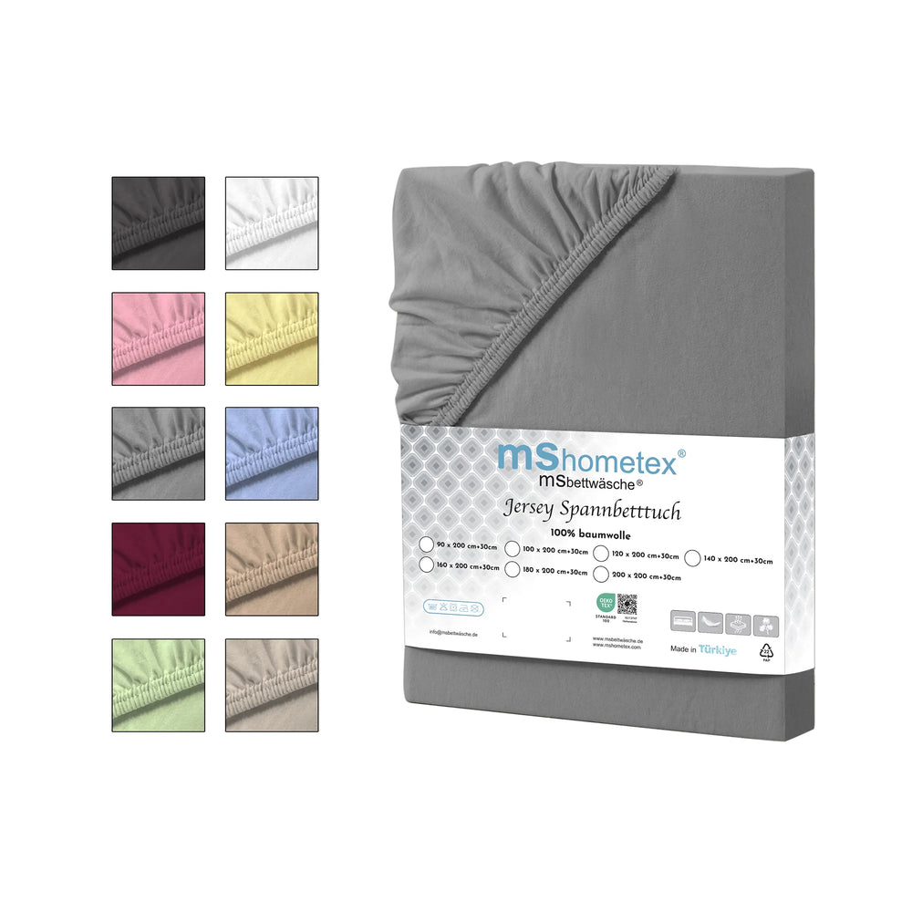 100% Baumwolle Jersey Spanbetttuch - Grey