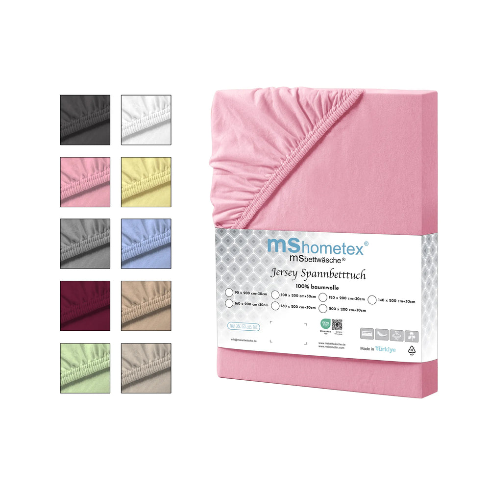 100% Baumwolle Jersey Spanbetttuch - Rose