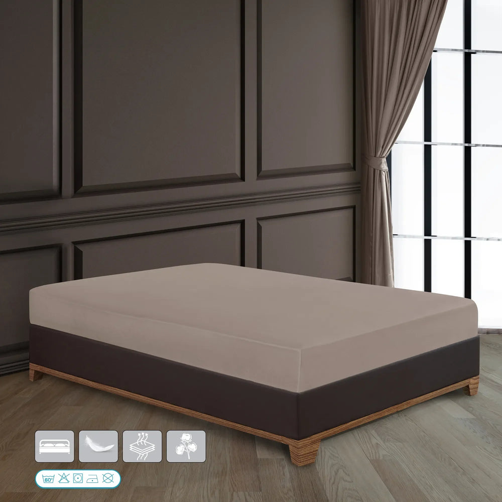 100% Baumwolle Jersey Spanbetttuch - Beige