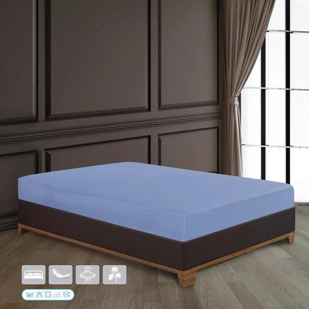 100% Baumwolle Jersey Spanbetttuch - Blau