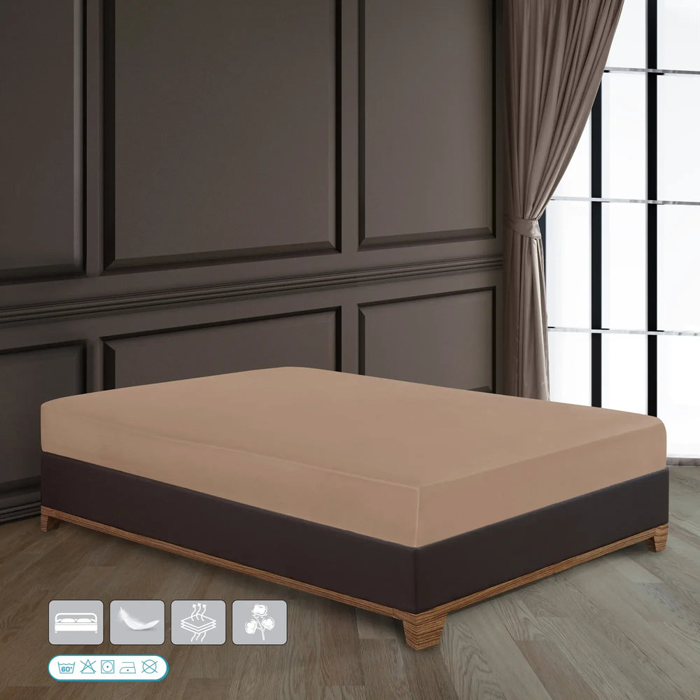 100% Baumwolle Jersey Spanbetttuch - Sand