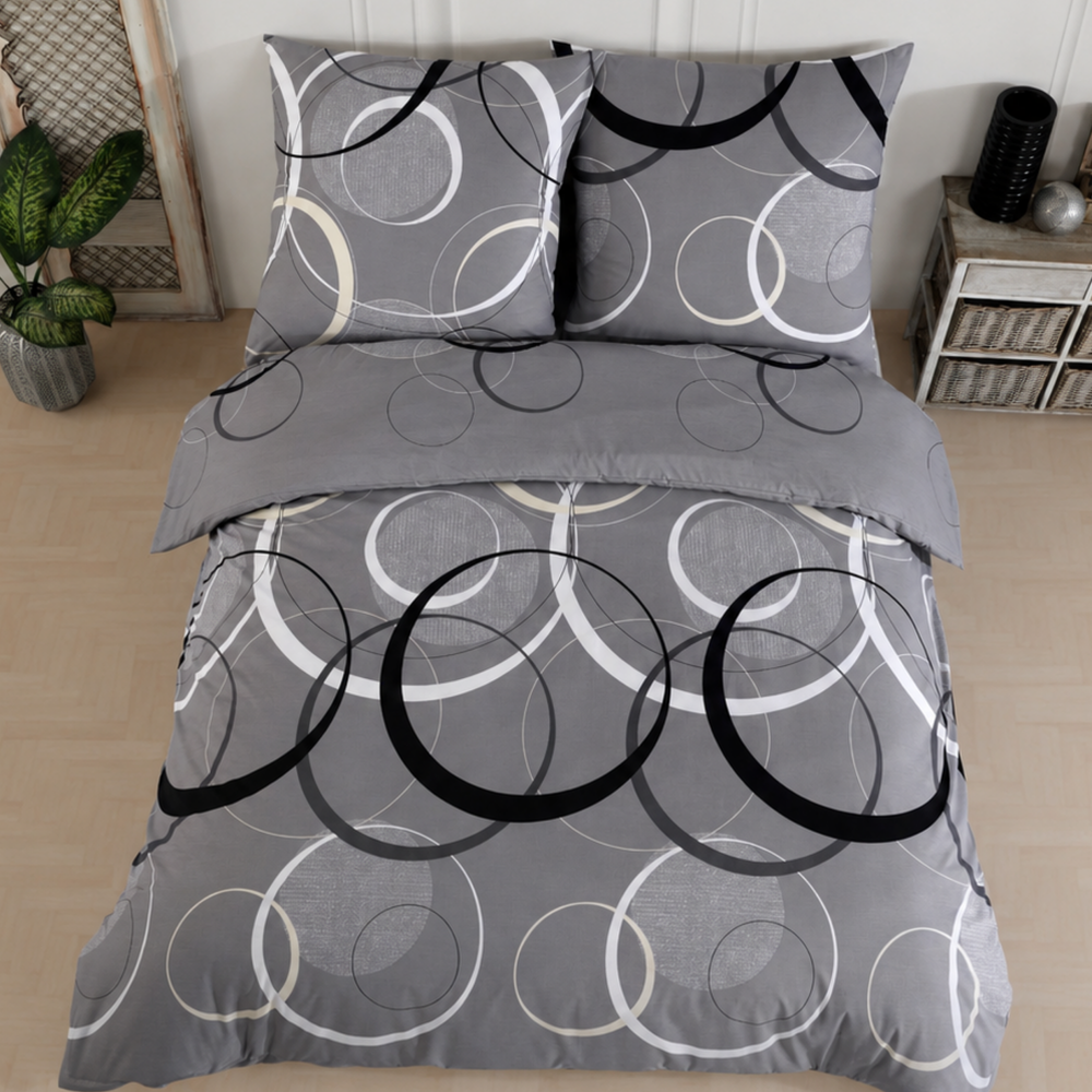 100% Baumwolle Renforcé Bettwäsche - WAVE BLACK