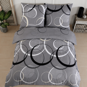 100% Baumwolle Renforcé Bettwäsche - WAVE BLACK