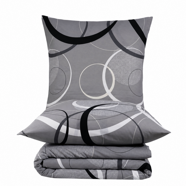 100% Baumwolle Renforcé Bettwäsche - WAVE BLACK
