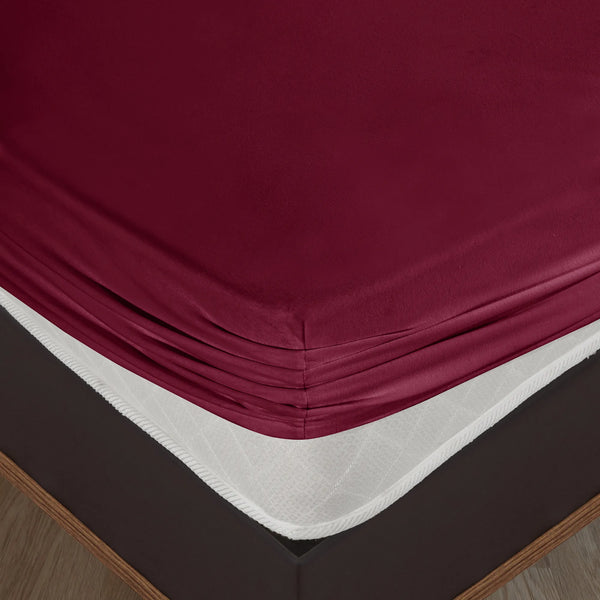 100% Baumwolle Jersey Spanbetttuch - Bordo