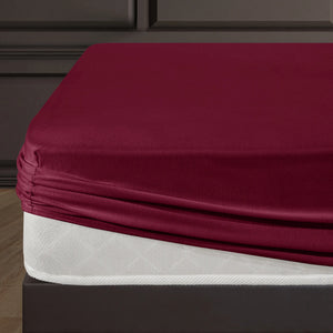 100% Baumwolle Jersey Spanbetttuch - Bordo