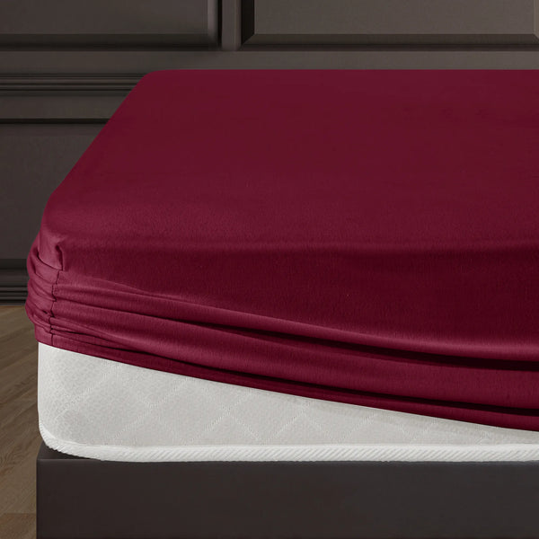 100% Baumwolle Jersey Spanbetttuch - Bordo