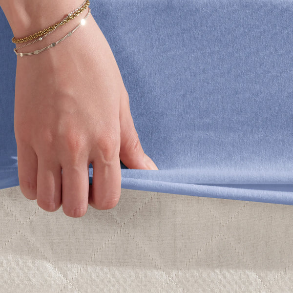 100% Baumwolle Jersey Spanbetttuch - Blue