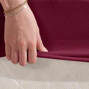 100% Baumwolle Jersey Spanbetttuch - Bordo