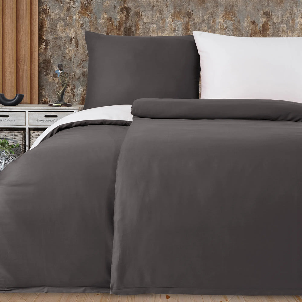 100% Baumwolle A-B Satin Bettwäsche - Anthracite