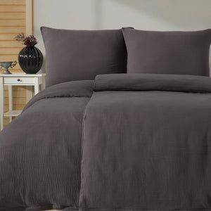 100% Baumwolle Unifabre Musselin Bettwäsche - Anthrasit
