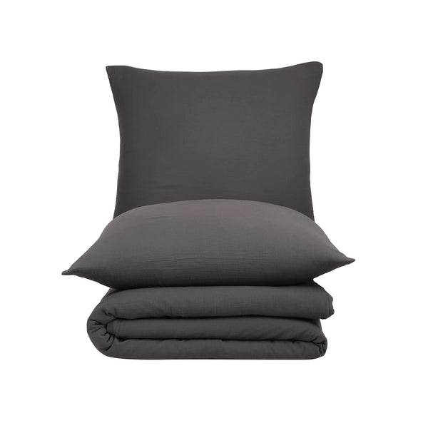 100% Baumwolle Unifabre Musselin Bettwäsche - Anthrasit