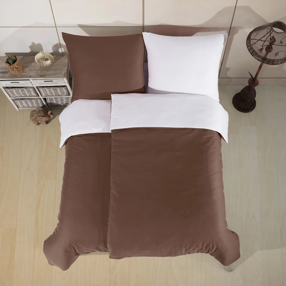 100% Baumwolle A-B Satin Bettwäsche - Brown