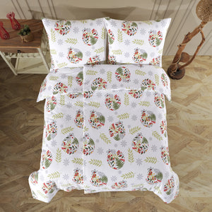 100% Baumwolle Biber Bettwäsche - Christmas Green