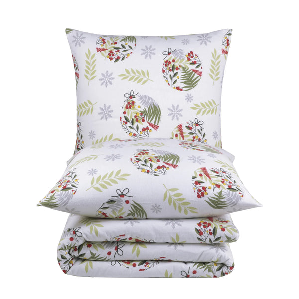 100% Baumwolle Biber Bettwäsche - Christmas Green