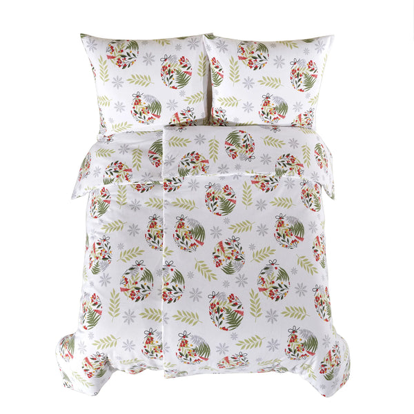 100% Baumwolle Biber Bettwäsche - Christmas Green
