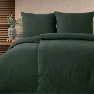 100% Baumwolle Unifabre Musselin Bettwäsche - Koyu Yeşil