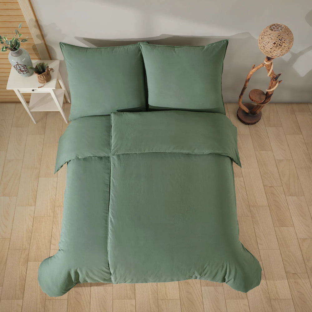 100% Baumwolle Gewaschene Bettwäsche  - Green