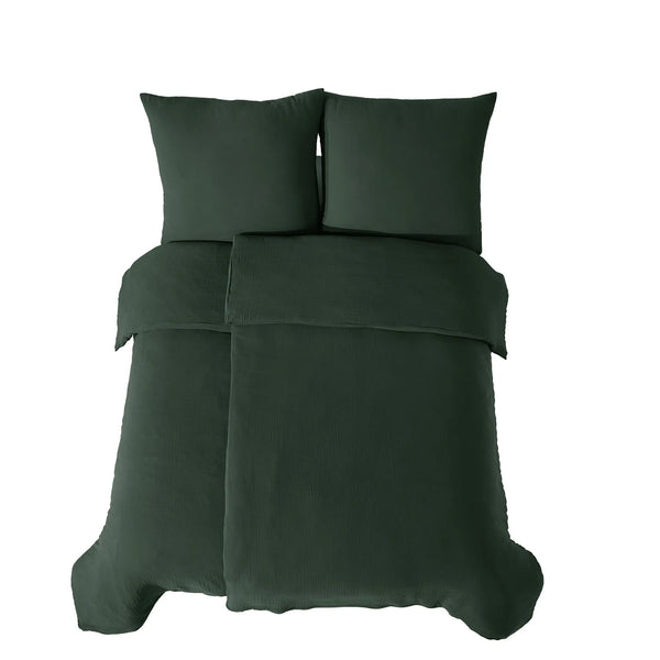 100% Baumwolle Unifabre Musselin Bettwäsche - Koyu Yeşil