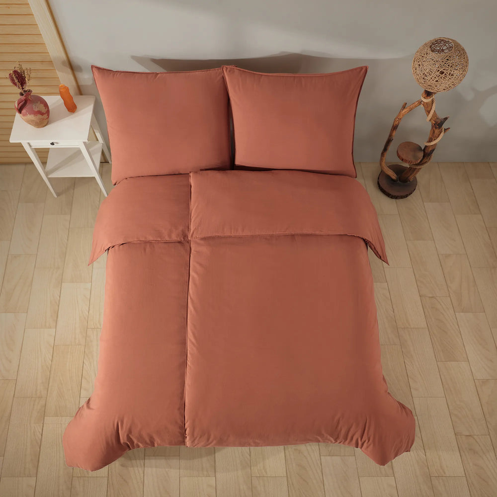 100% Baumwolle Gewaschene Bettwäsche - Kiremit