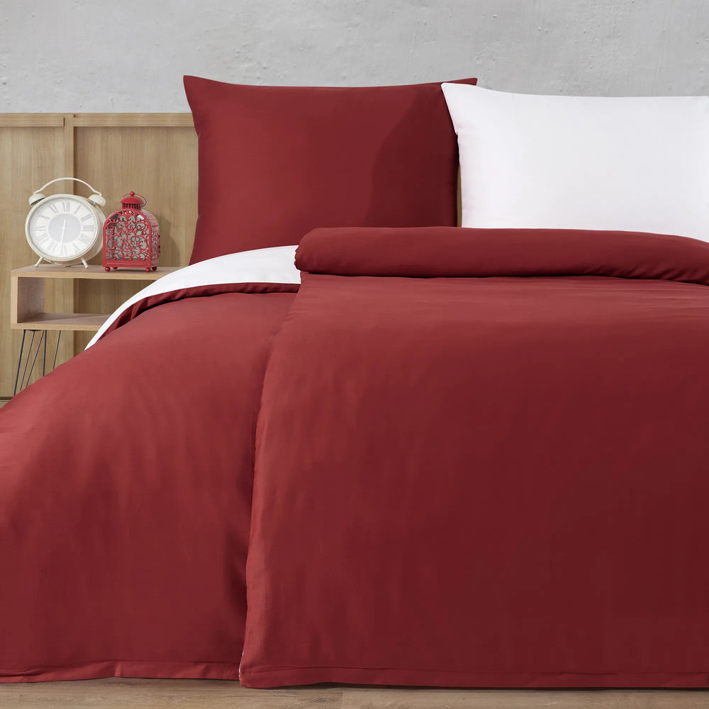 100% Baumwolle A-B Satin Bettwäsche - Maroon