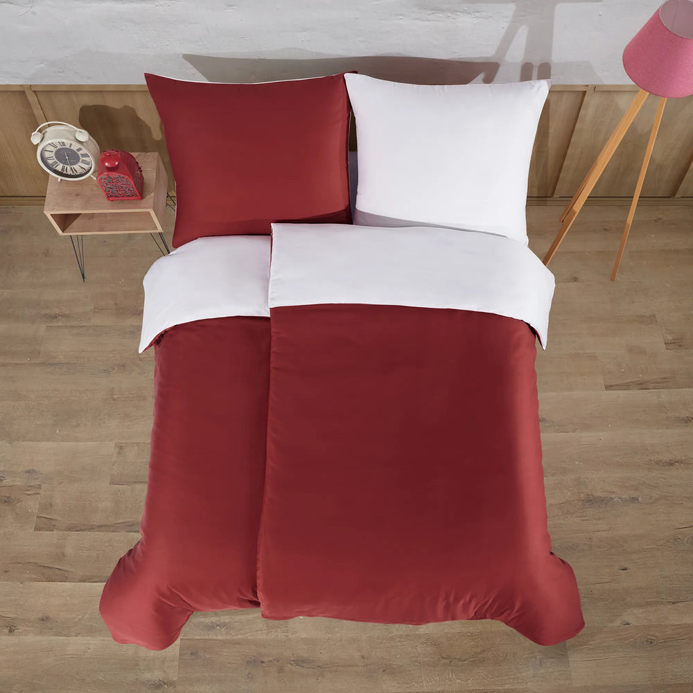 100% Baumwolle A-B Satin Bettwäsche - Maroon