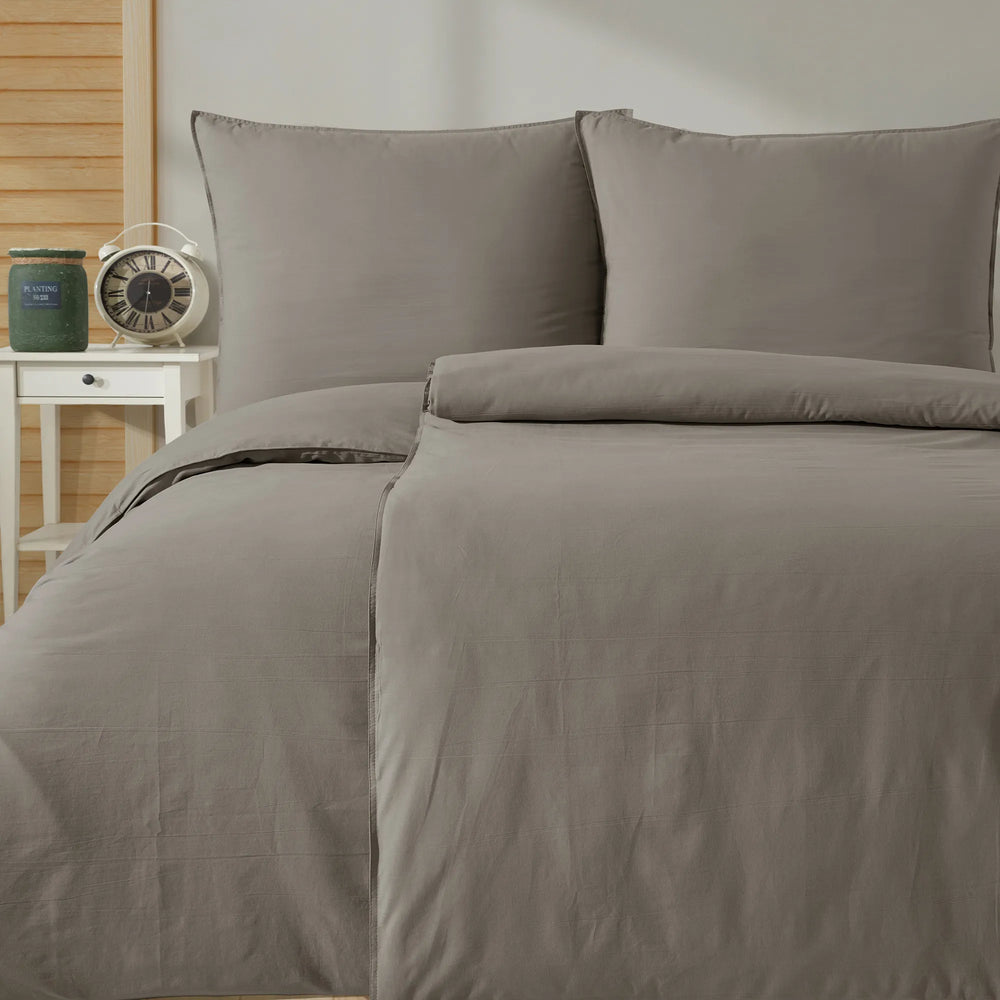 100% Baumwolle Gewaschene Bettwäsche - Olive