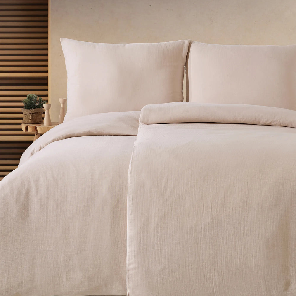 100% Baumwolle Unifabre Musselin Bettwäsche - Sand-Shell