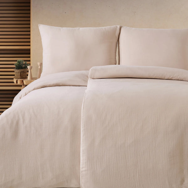 100% Baumwolle Unifabre Musselin Bettwäsche - Sand-Shell