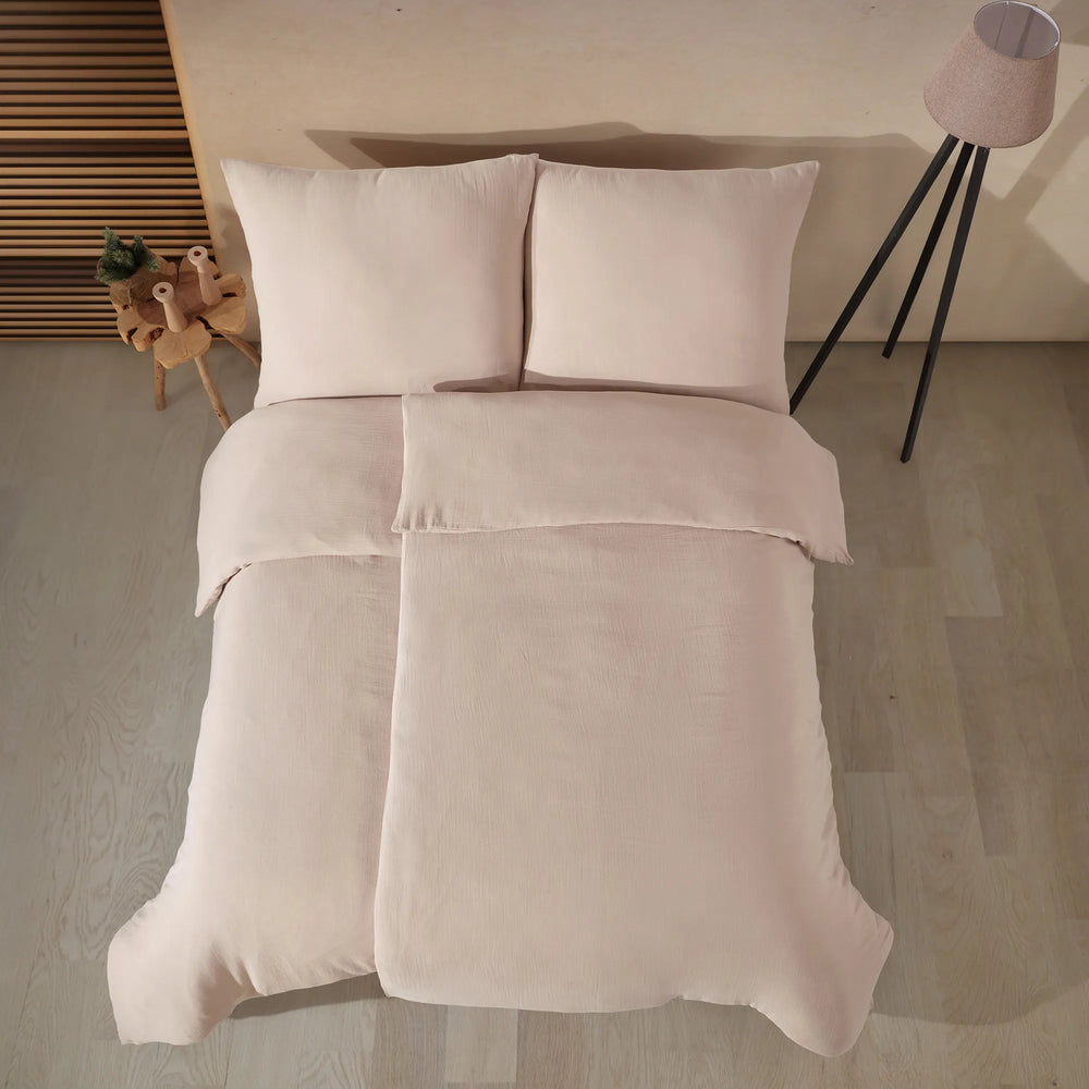 100% Baumwolle Unifabre Musselin Bettwäsche - Sand-Shell